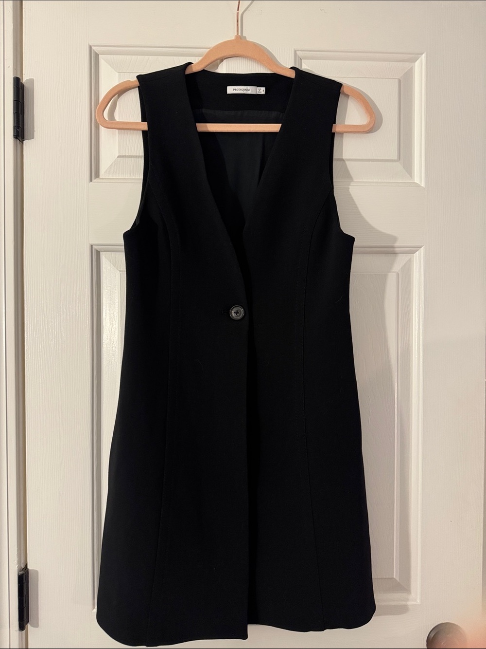 Protagonist Black Sleeveless V-Neck Shift Dress or vest